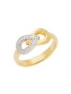 GURHAN Duet 18K White Gold, 24K Gold & White Diamond Interlocking Pavé Ring