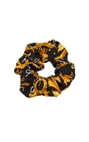 Versace Baroque-print Silk-satin Scrunchie In Black