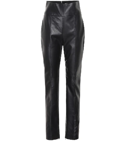 Alexandre Vauthier High-rise Straight Leather Pants In Black