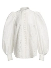 Acler Montana Balloon-sleeve Embroidery Blouse In Ivory