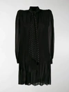 SAINT LAURENT EMBELLISHED NECK TIE SHORT DRESS,14557135