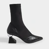 YUUL YIE Stella Sock Boots in Black Croc Embossed Leather and Span Fabric