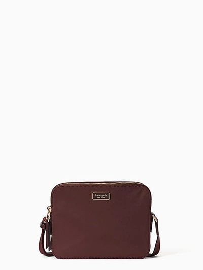 Kate Spade Dawn Spade Webbing Camera Bag In Chocolate Cherry