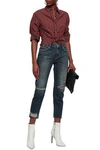 CURRENT ELLIOTT THE REPAIRED FLING CROPPED DISTRESSED MID-RISE SLIM-LEG JEANS,3074457345620528824