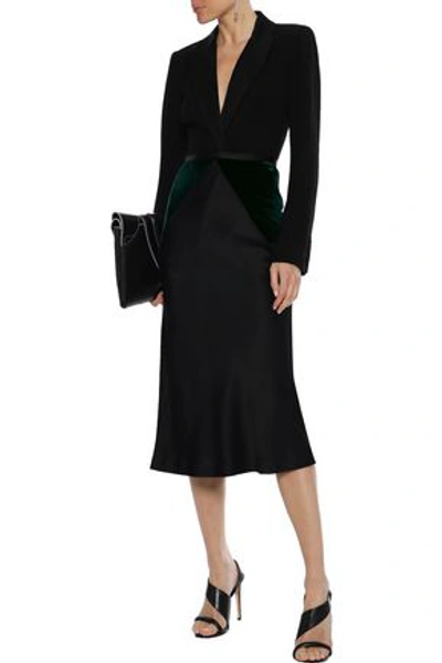 Haider Ackermann Kerria Velvet-paneled Satin-crepe Midi Skirt In Black