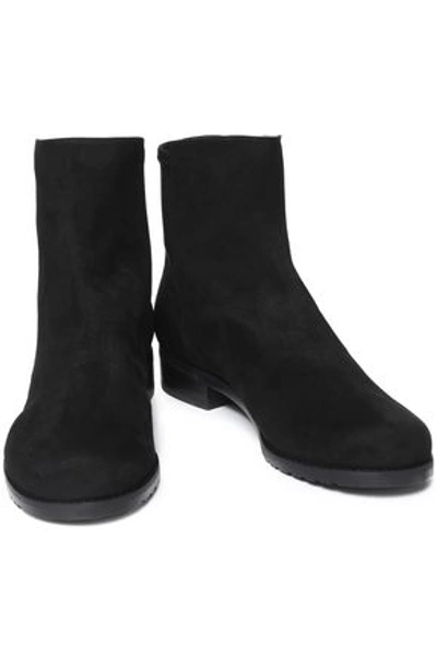 Stuart Weitzman Stretch-knit And Suede Ankle Boots In Black