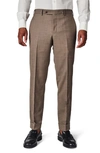 Zanella Curtis Flat Front Solid Stretch Wool Trousers In Tan