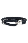 Miansai Beacon Braided Leather Bracelet In Navy