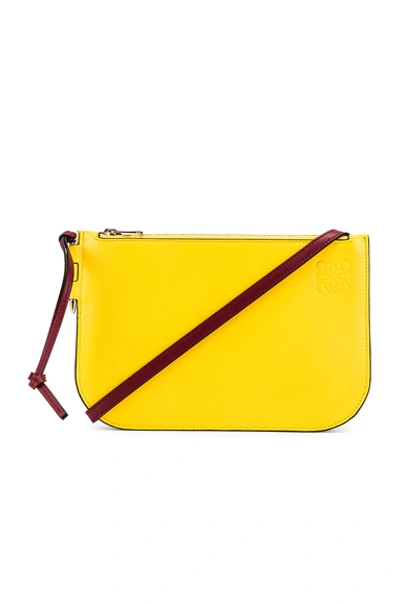 Loewe Gate Double Zip Pouch In Wine & Yellow