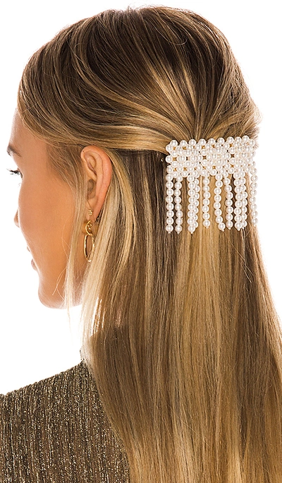 Shrimps Penelope Beaded Fringed Faux Pearl Barrette Hair Clip In Cream
