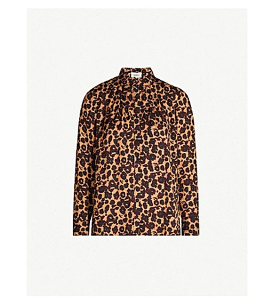 Ba&sh Tim Leopard Print Button-up Shirt In Camel