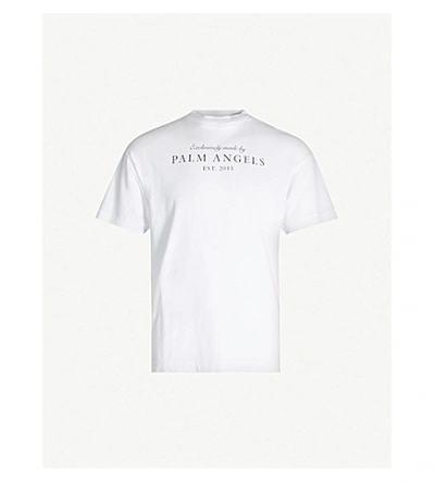 Palm Angels Vintage Slogan-print Cotton-jersey T-shirt In White