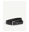 Saint Laurent Ysl Monogram Lizard Embossed Leather Belt In Black+silver