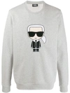 Karl Lagerfeld Ikonik Embroidery Cotton Sweatshirt In Grey