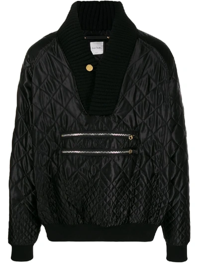 Paul Smith Quilted V-neck Jumper In Black