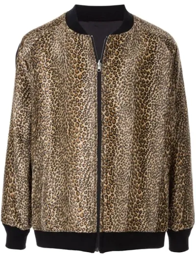 Needles Leopard-print Velour Bomber Jacket In Black