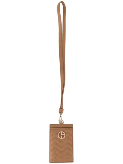 Giorgio Armani Logo徽章绗缝手机套 In Brown