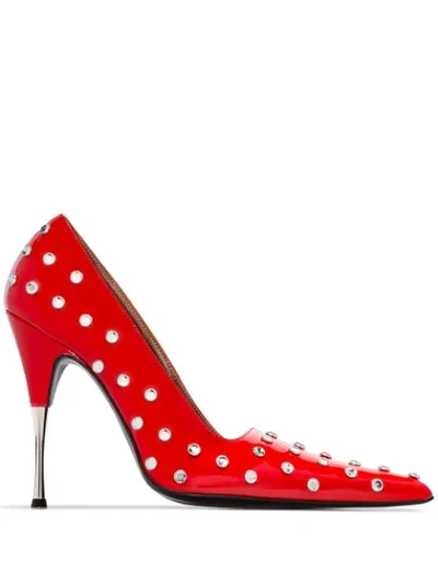 Area 70mm Polka Dot Patent Leather Pumps In Red