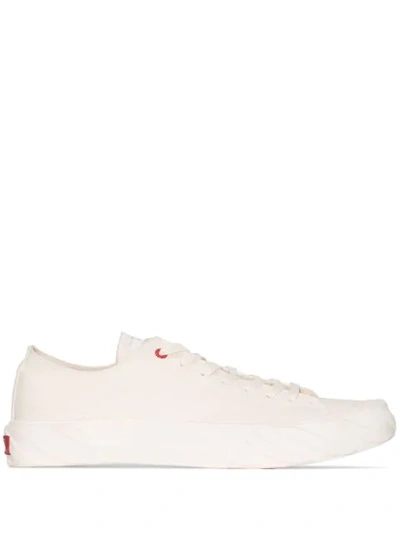 Age Carbon Coated Canvas Low Top Sneakers In White