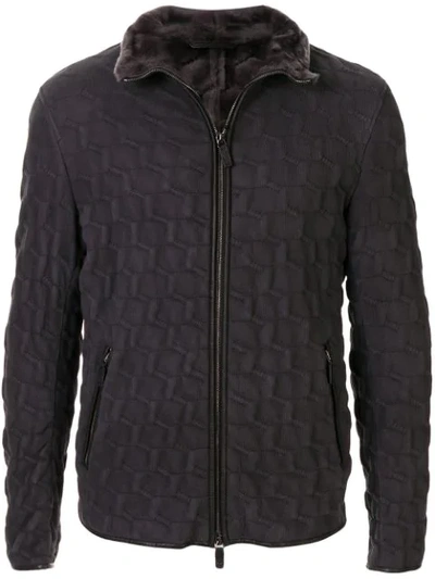 Giorgio Armani Fur Collar Jacket In Grey