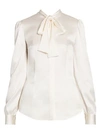 Dolce & Gabbana Stretch-satin Tieneck Blouse In White