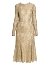 DOLCE & GABBANA Goldtone Lace Fit-&-Flare Dress