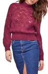 Astr Audra Bishop Sleeve Sweater In Plum