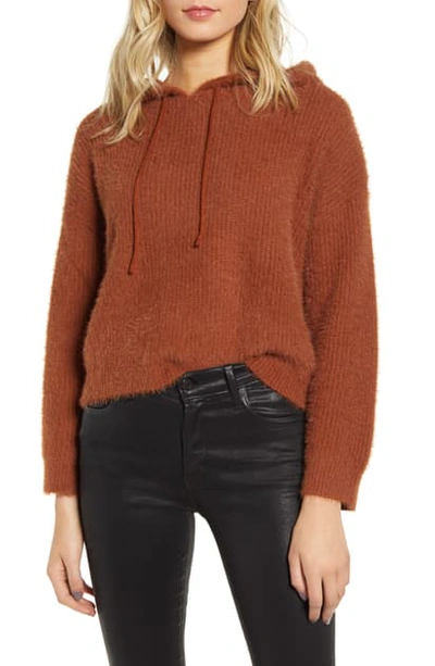 Minkpink Fluffy Hooded Sweater In Tobacco