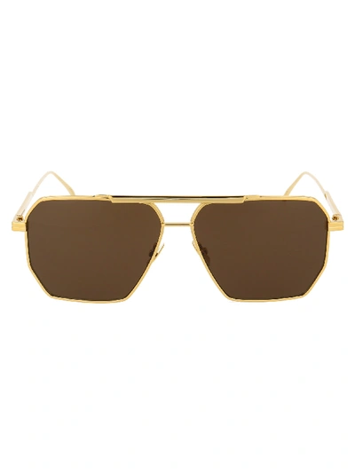 Bottega Veneta Sunglasses In 003 Gold Gold Brown