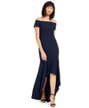 CALVIN KLEIN OFF-THE-SHOULDER HIGH-LOW GOWN