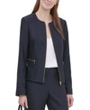 CALVIN KLEIN PETITE TWILL ZIPPER-FRONT JACKET