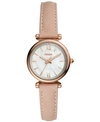 Fossil Women's Carlie Mini Blush Leather Strap Watch 28mm In Blush