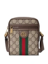 Gucci Ophidia Gg Stripe Shoulder Bag In Brown