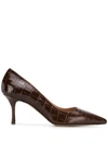 THE SELLER POINTED CROC EFFECT PUMPS