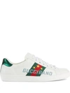 Gucci Ace Embroidered Leather Trainers In White ,multicolour