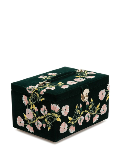 Wolf Embroidered Jewellery Box In Green