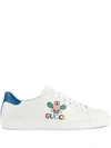 Gucci Men's New Ace Embroidered Leather Sneakers In White