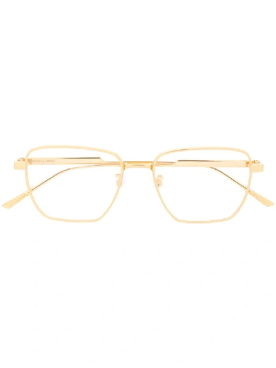 Bottega Veneta Rectangular-frame Glasses In Gold