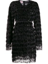 GIAMBA V-NECK FEATHER EMBELLISHED DRESS