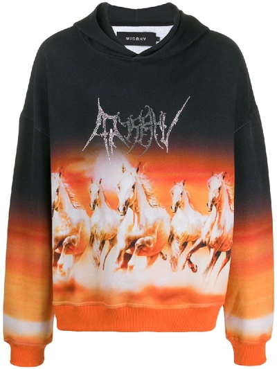 Misbhv Horse Print Hoodie In Black