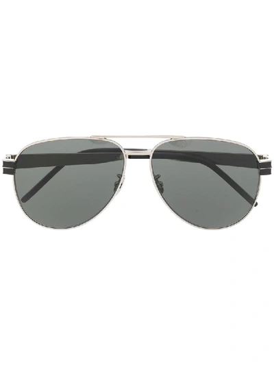 Saint Laurent Slm53 Aviator-style Sunglasses In Silver