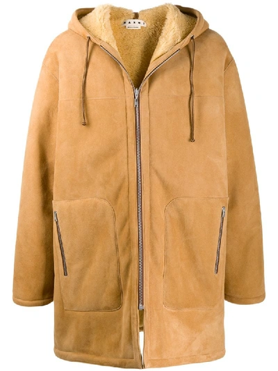 Marni Reversible Hooded Coat In Brown