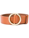 Frame Leather Circle Buckle Belt In Brown