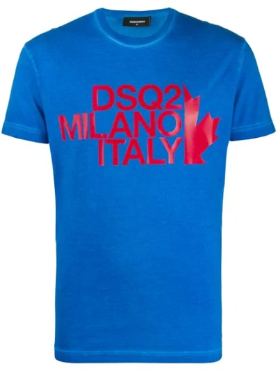 Dsquared2 Logo Print Crew Neck T-shirt In Blue