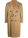 Kiton Double Breasted Overcoat In Neutrals