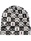 GUCCI LOGO KNIT CHECKERBOARD BEANIE