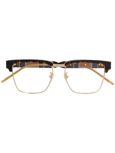 Gucci Tortoiseshell Effect Glasses In Gold