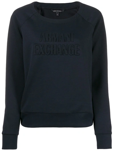 Armani Exchange Logo压花毛衣 In Blue