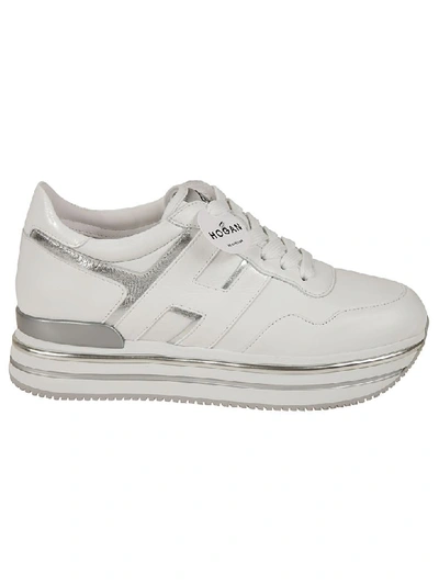 Hogan H468 Sneaker In White And Silver Leather In Bianco