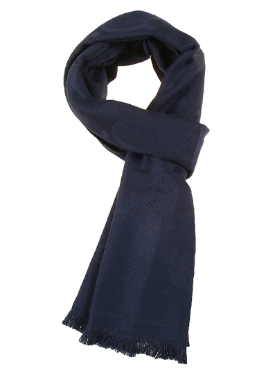 Gucci Frayed Scarf In Blue